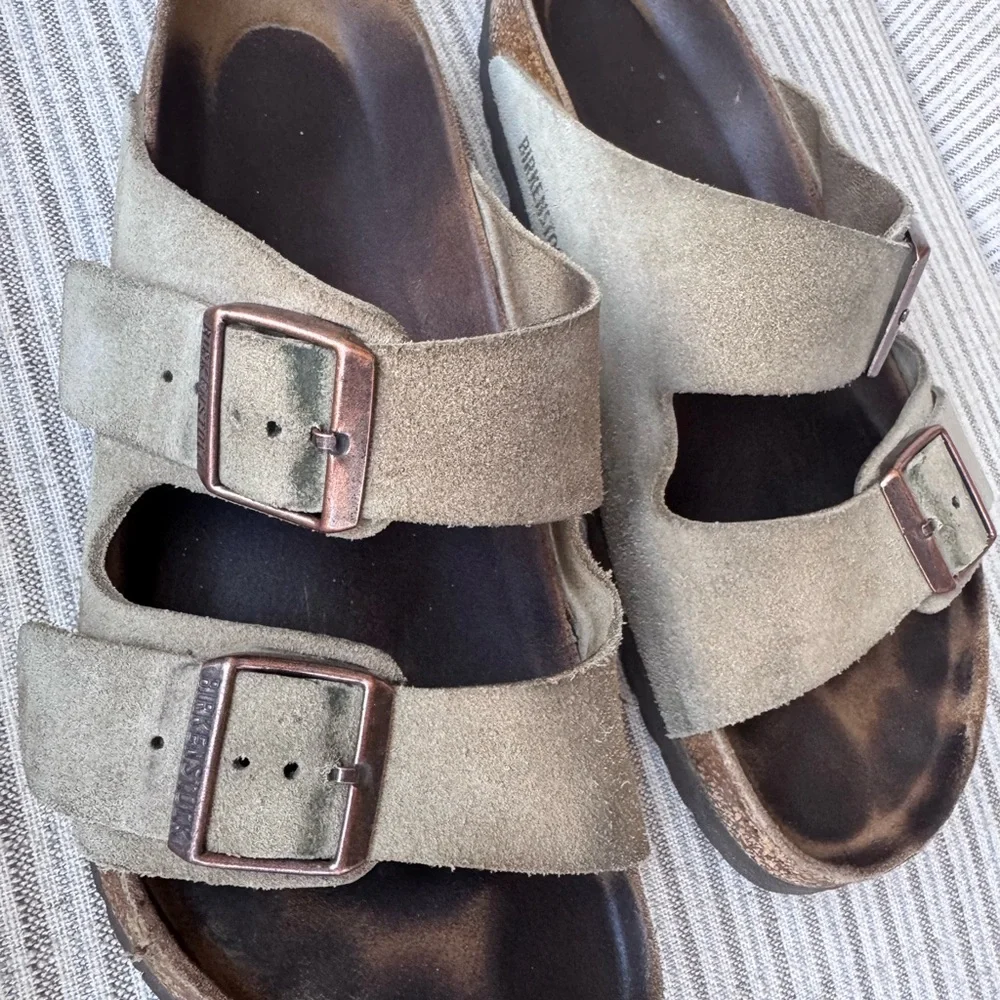 Birkenstock Arizona Taupe Suede Softbed Sandals size 41 regular/wide - Picture 3 of 10